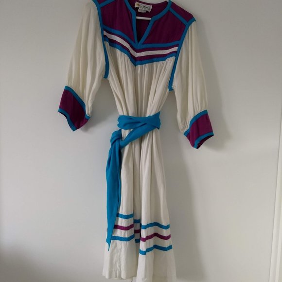 Vintage 80s white cotton purple daydress napdress housedress 🎈HOST PICK 🎈 - Picture 3 of 11